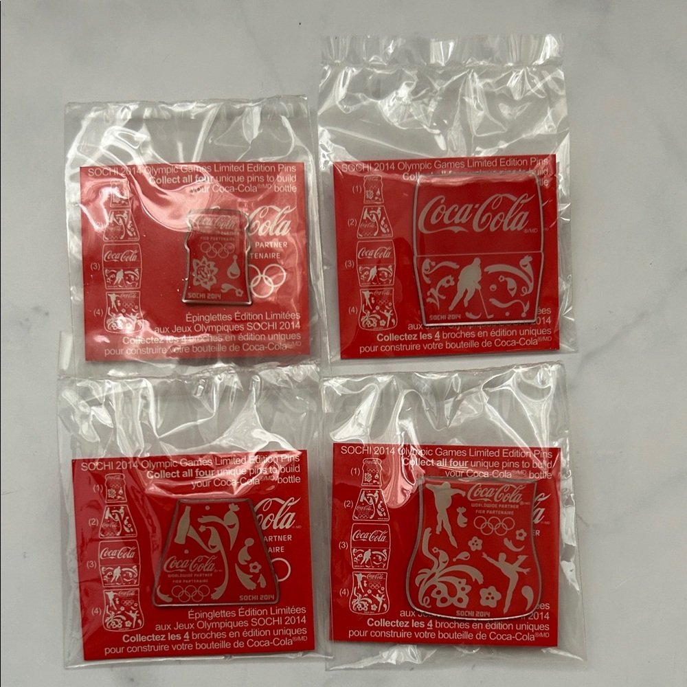 Coca-Cola Sochi 2014 Olympic Red Collectible Pins - NWT Full Set